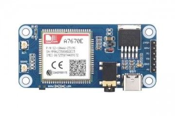 HATs WAVESHARE Cat-1/GSM/GPRS/GNSS HAT for Raspberry Pi, Based On A7670E module, LTE Cat-1 / 2G support, GNSS positioning, Waveshare 26631