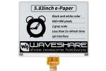 e-paper WAVESHARE 5.83inch E-Paper E-Ink Raw Display, 648×480, Black / White, SPI, Without PCB, Waveshare 14410